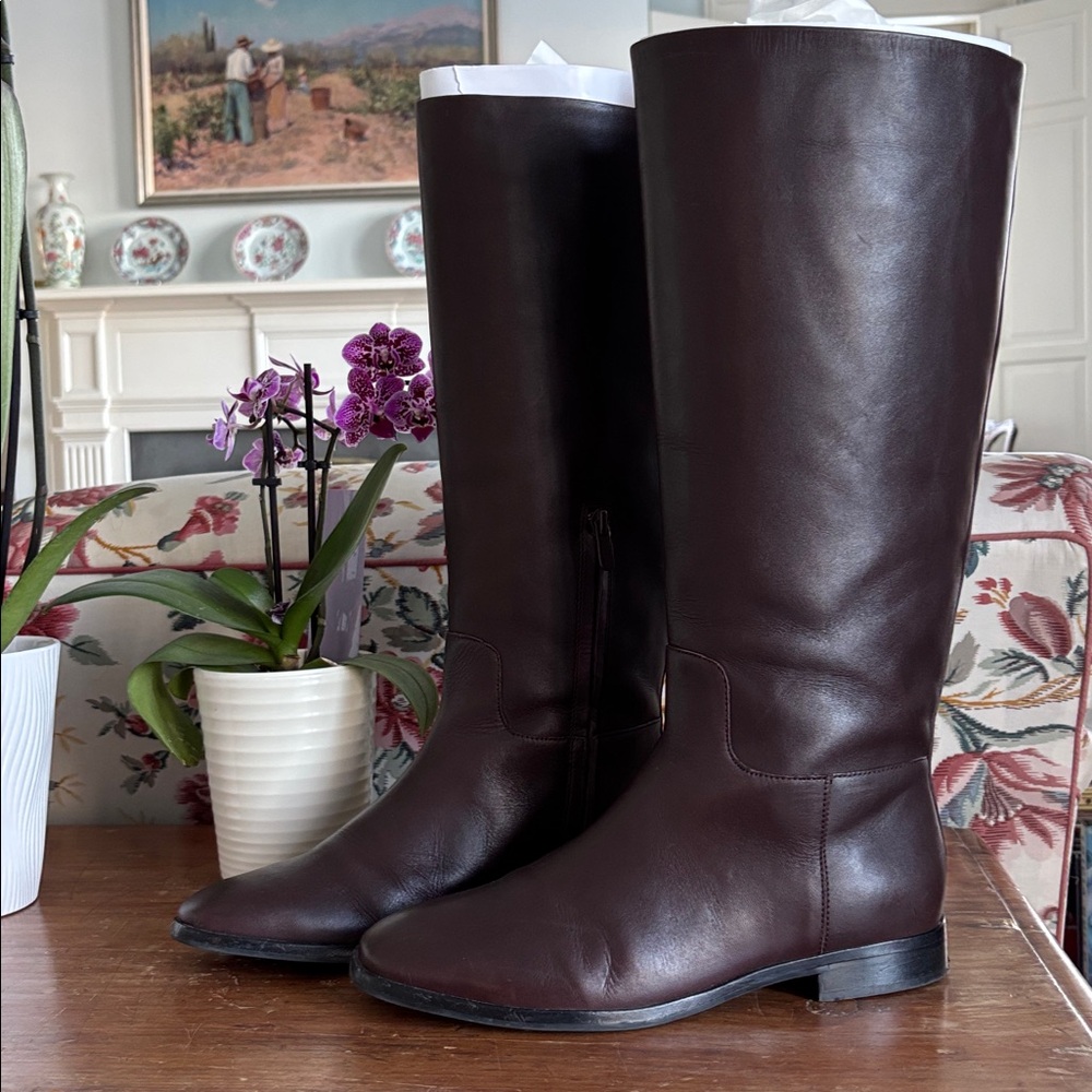 Vince Wide-Calf “Margaret” Knee High Boots in “Ganache” Leather